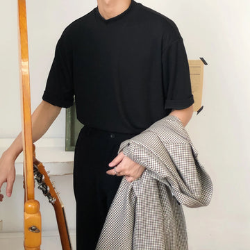 Wiaofellas men's / wear summer fashion Solid Color Turtleneck Short Sleeve Tee for men and women korean style casual tops 2Y272